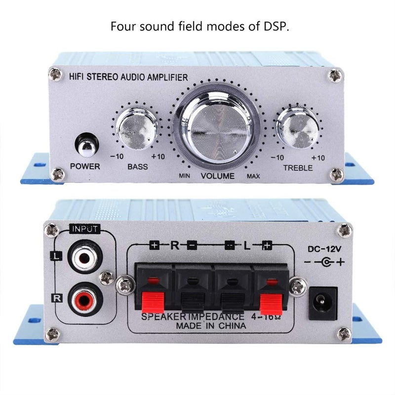 Pomya Stereo Audio Amplifier, Mini Digital HiFi Bass Audio Subwoofer Amp, Portable Music CD DVD MP3 FM Player Power Amplifier for Home Car, Motorcycles(Blue) - Image 4